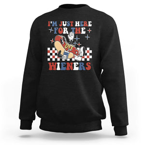 USA Party Sweatshirt Hot Dog I'm Just Here For The Wieners 4Th Of July TS02 Dark Heather Printyourwear