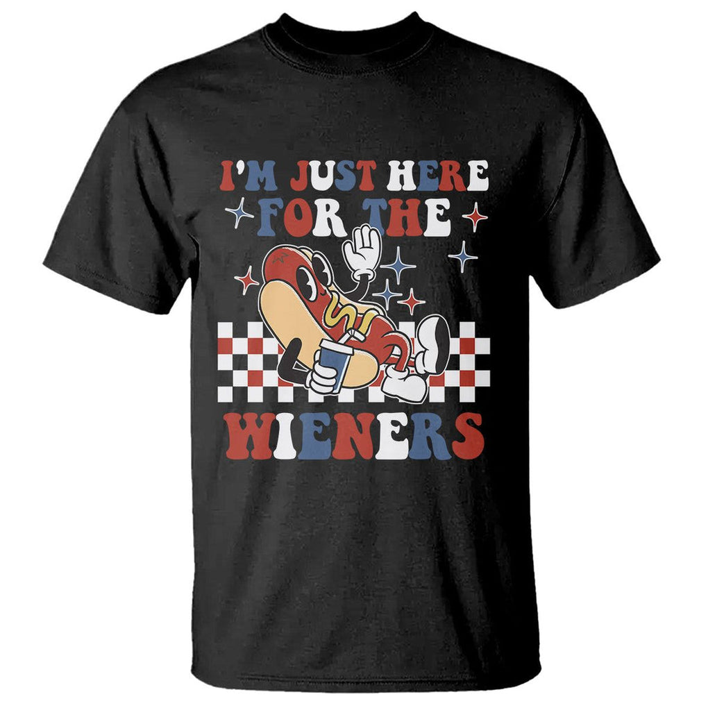 USA Party T Shirt Hot Dog I'm Just Here For The Wieners 4Th Of July TS02 Dark Heather Printyourwear