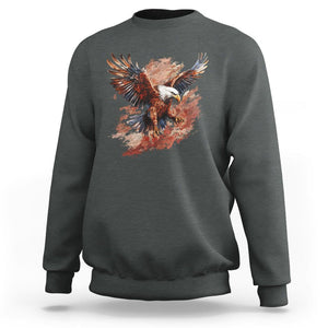 American Bald Eagle Sweatshirt Proud Patriotic US Pride 4th Of July TS02 Dark Heather Printyourwear