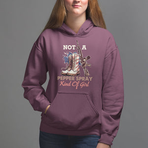 Female Veteran Hoodie Not A Pepper Spray Kind Of Girl American Flag Combat Boots TS02 Maroon Printyourwear