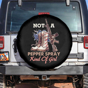 Armed Girl Spare Tire Cover Not A Pepper Spray Kind Of Girl American Flag Combat Boots TS02 No hole Black Print Your Wear