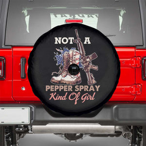 Armed Girl Spare Tire Cover Not A Pepper Spray Kind Of Girl American Flag Combat Boots TS02 Black Print Your Wear