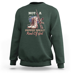 Female Veteran Sweatshirt Not A Pepper Spray Kind Of Girl American Flag Combat Boots TS02 Dark Forest Green Printyourwear