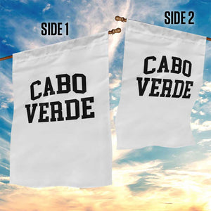 Cabo Verde Returns Home National Pride Varsity Style Garden Flag Cape Verde Minimalist Text Graphic TS02 Print Your Wear