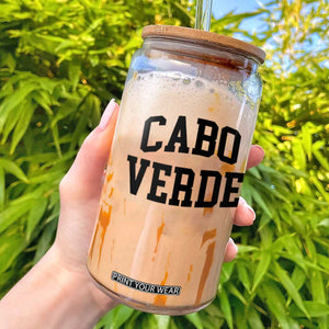 Cabo Verde Returns Home National Pride Varsity Style Glass Can Cape Verde Minimalist Text Graphic TS02 White Print Your Wear