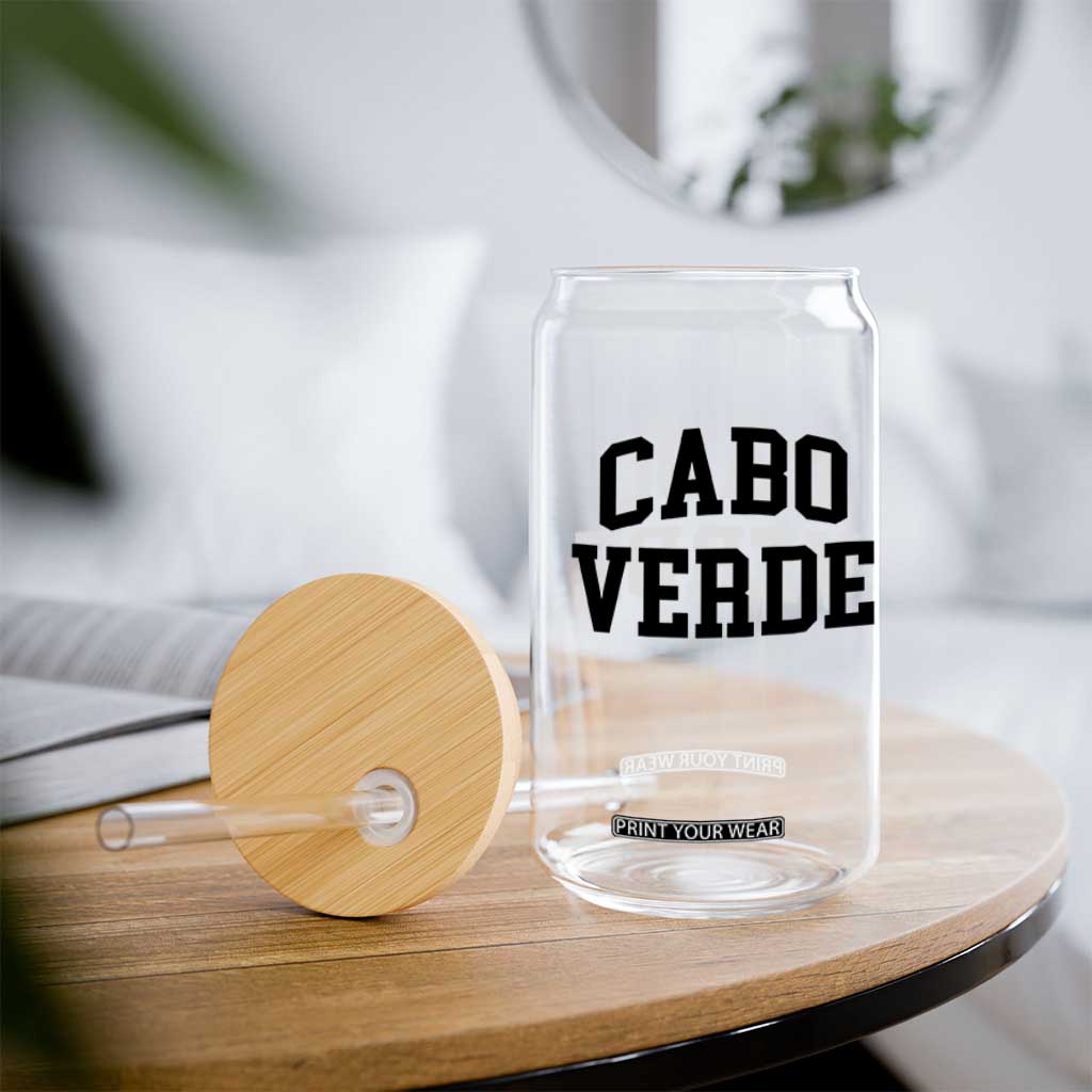 Cabo Verde Returns Home National Pride Varsity Style Glass Can Cape Verde Minimalist Text Graphic TS02 Print Your Wear