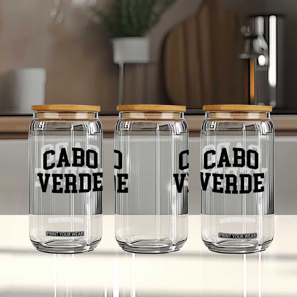 Cabo Verde Returns Home National Pride Varsity Style Glass Can Cape Verde Minimalist Text Graphic TS02 Print Your Wear