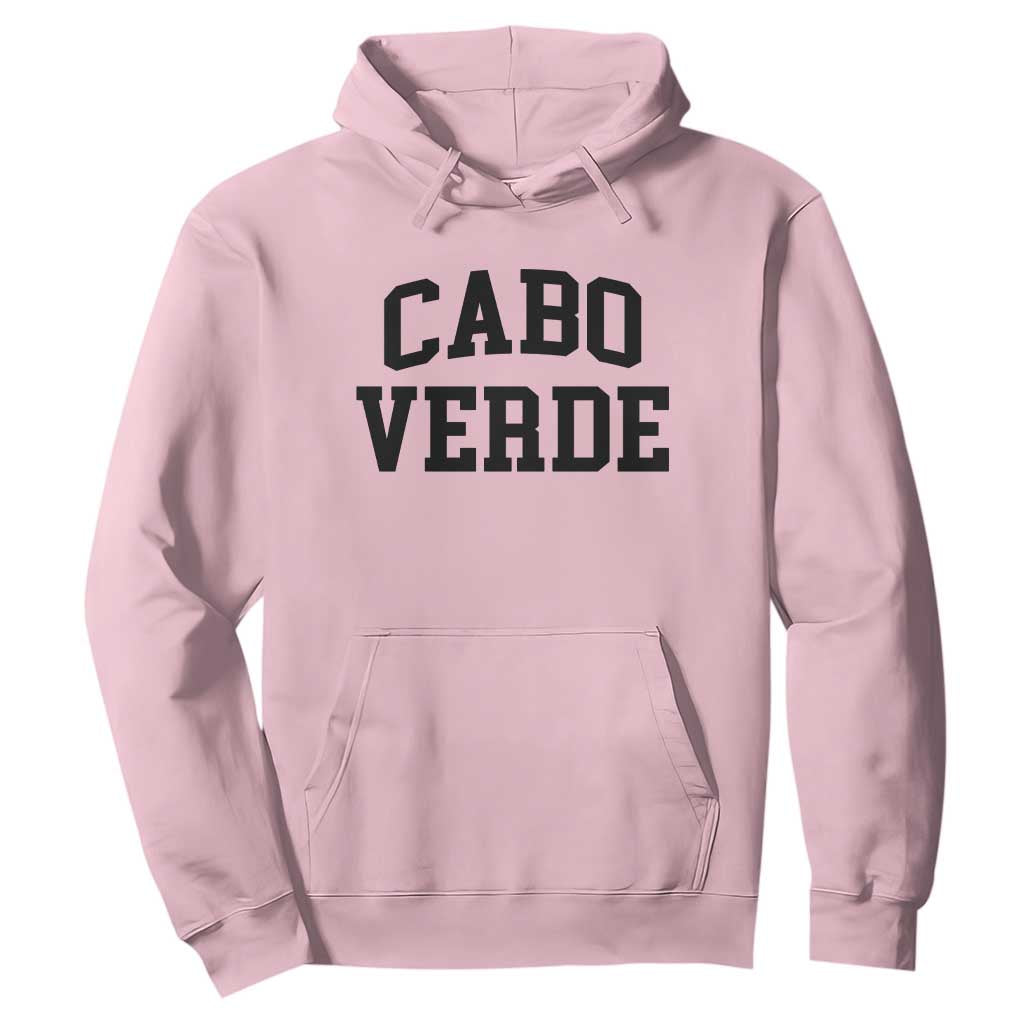 Cabo Verde Returns Home National Pride Varsity Style Hoodie Cape Verde Minimalist Text Graphic TS02 Light Pink Print Your Wear