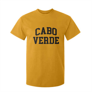 Cabo Verde Returns Home National Pride Varsity Style T Shirt For Kid Cape Verde Minimalist Text Graphic TS02 Gold Print Your Wear