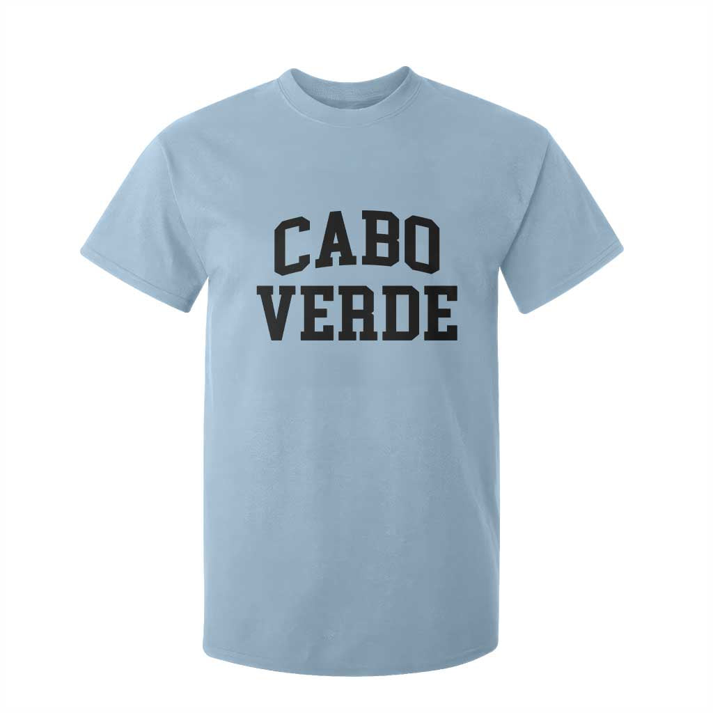 Cabo Verde Returns Home National Pride Varsity Style T Shirt For Kid Cape Verde Minimalist Text Graphic TS02 Light Blue Print Your Wear