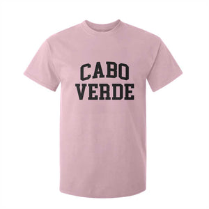 Cabo Verde Returns Home National Pride Varsity Style T Shirt For Kid Cape Verde Minimalist Text Graphic TS02 Light Pink Print Your Wear