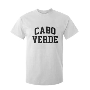 Cabo Verde Returns Home National Pride Varsity Style T Shirt For Kid Cape Verde Minimalist Text Graphic TS02 White Print Your Wear