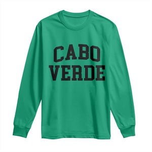 Cabo Verde Returns Home National Pride Varsity Style Long Sleeve Shirt Cape Verde Minimalist Text Graphic TS02 Irish Green Print Your Wear