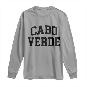 Cabo Verde Returns Home National Pride Varsity Style Long Sleeve Shirt Cape Verde Minimalist Text Graphic TS02 Sport Gray Print Your Wear