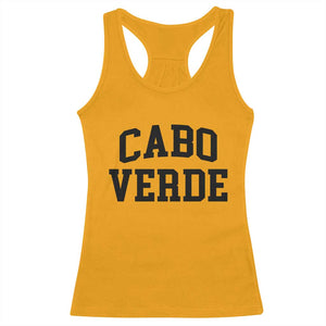 Cabo Verde Returns Home National Pride Varsity Style Racerback Tank Top Cape Verde Minimalist Text Graphic TS02 Gold Print Your Wear