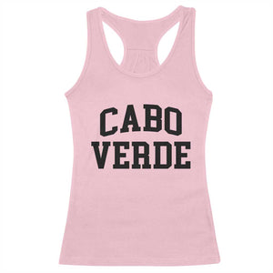 Cabo Verde Returns Home National Pride Varsity Style Racerback Tank Top Cape Verde Minimalist Text Graphic TS02 Light Pink Print Your Wear