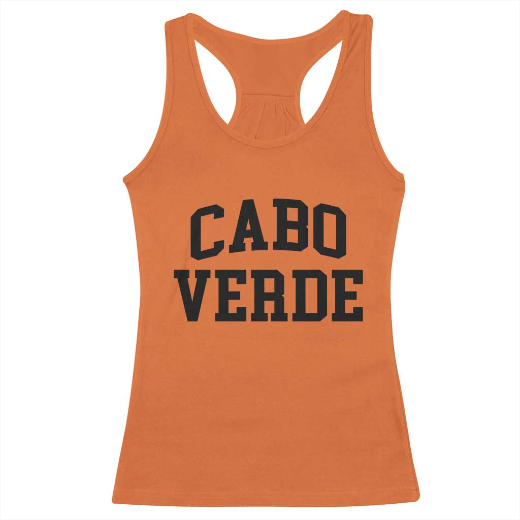 Cabo Verde Returns Home National Pride Varsity Style Racerback Tank Top Cape Verde Minimalist Text Graphic TS02 Orange Print Your Wear