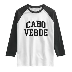 Cabo Verde Returns Home National Pride Varsity Style Raglan Shirt Cape Verde Minimalist Text Graphic TS02 White Black Print Your Wear
