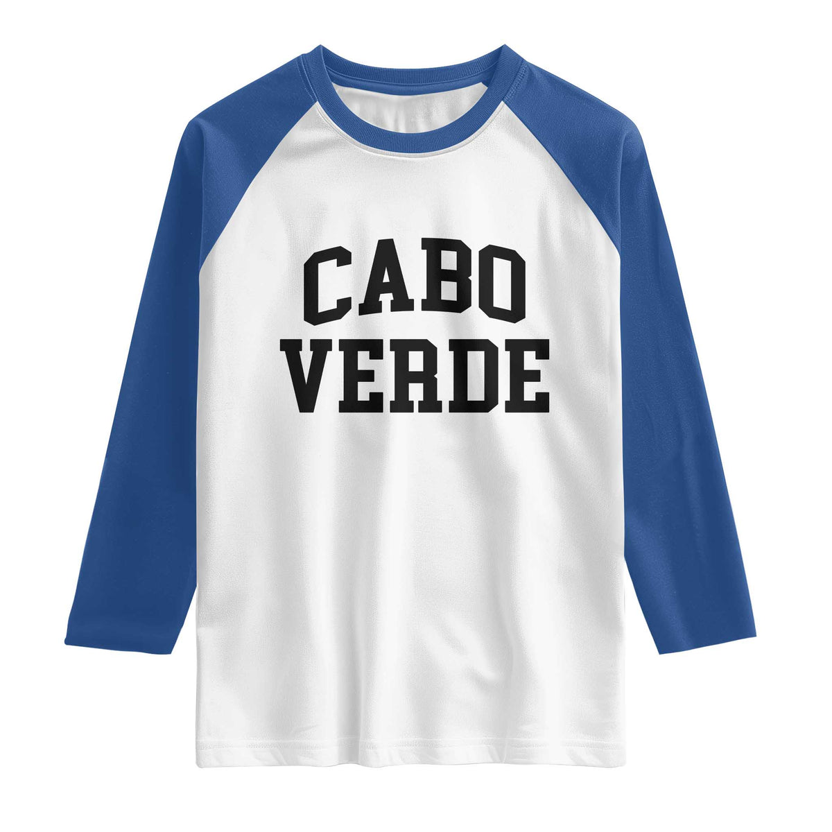 Cabo Verde Returns Home National Pride Varsity Style Raglan Shirt Cape Verde Minimalist Text Graphic TS02 White Royal Print Your Wear
