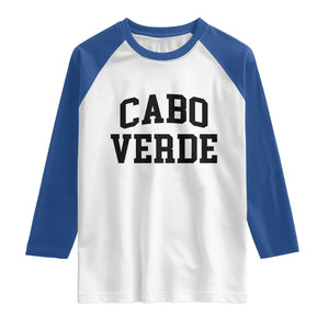 Cabo Verde Returns Home National Pride Varsity Style Raglan Shirt Cape Verde Minimalist Text Graphic TS02 White Royal Print Your Wear