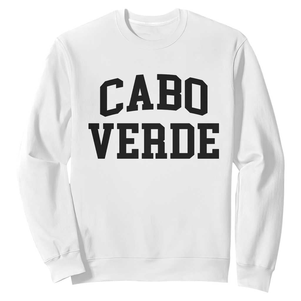 Cabo Verde Returns Home National Pride Varsity Style Sweatshirt Cape Verde Minimalist Text Graphic TS02 White Print Your Wear