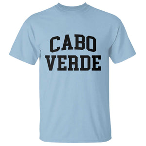 Cabo Verde Returns Home National Pride Varsity Style T Shirt Cape Verde Minimalist Text Graphic TS02 Light Blue Print Your Wear