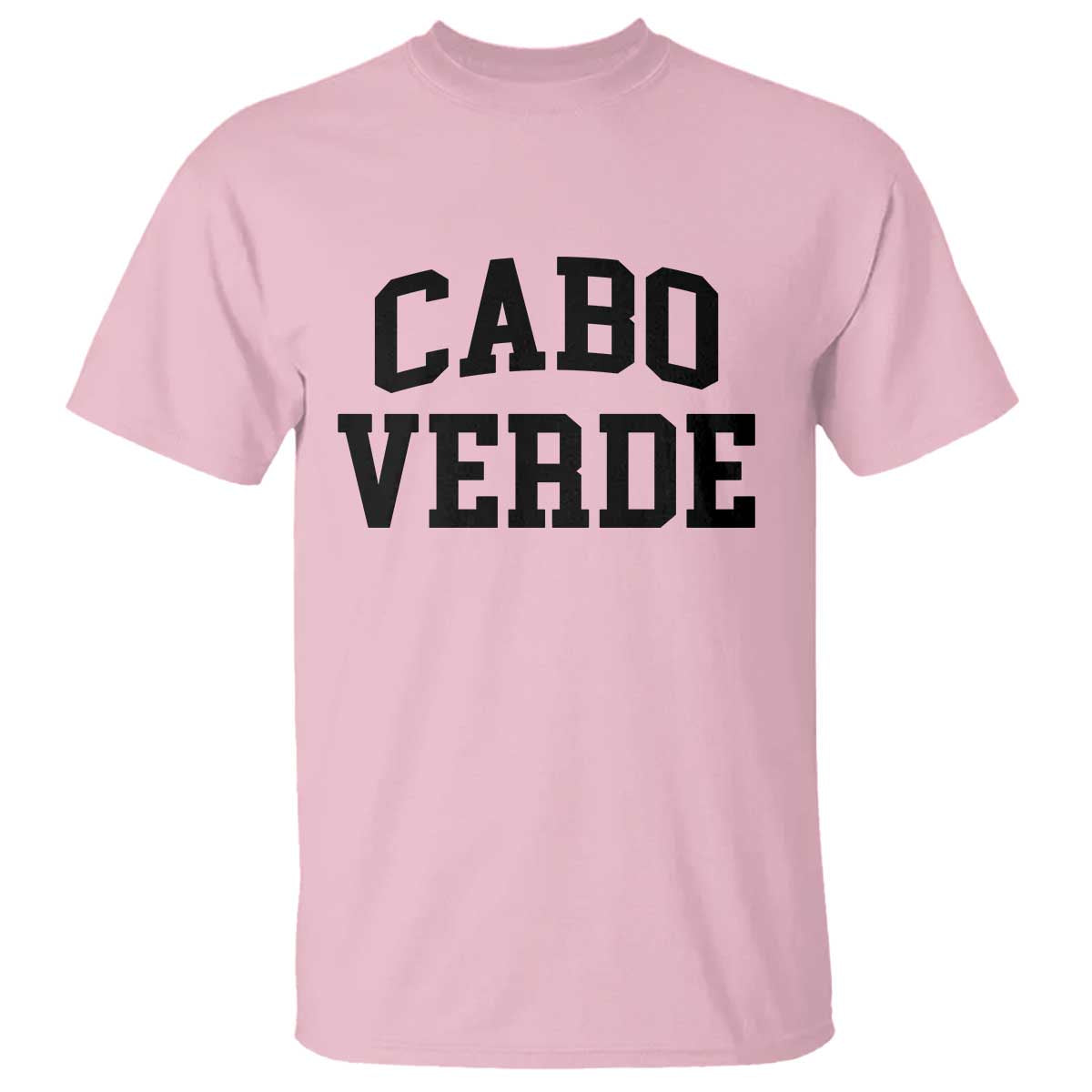 Cabo Verde Returns Home National Pride Varsity Style T Shirt Cape Verde Minimalist Text Graphic TS02 Light Pink Print Your Wear