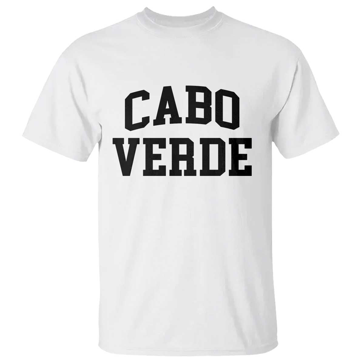 Cabo Verde Returns Home National Pride Varsity Style T Shirt Cape Verde Minimalist Text Graphic TS02 White Print Your Wear