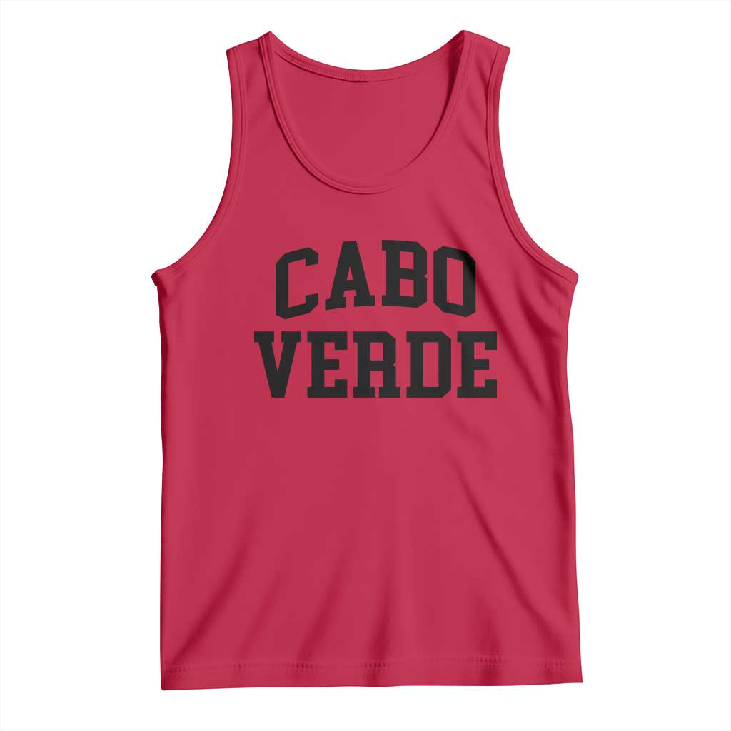 Cabo Verde Returns Home National Pride Varsity Style Tank Top Cape Verde Minimalist Text Graphic TS02 Red Print Your Wear