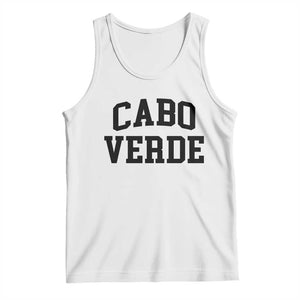 Cabo Verde Returns Home National Pride Varsity Style Tank Top Cape Verde Minimalist Text Graphic TS02 White Print Your Wear
