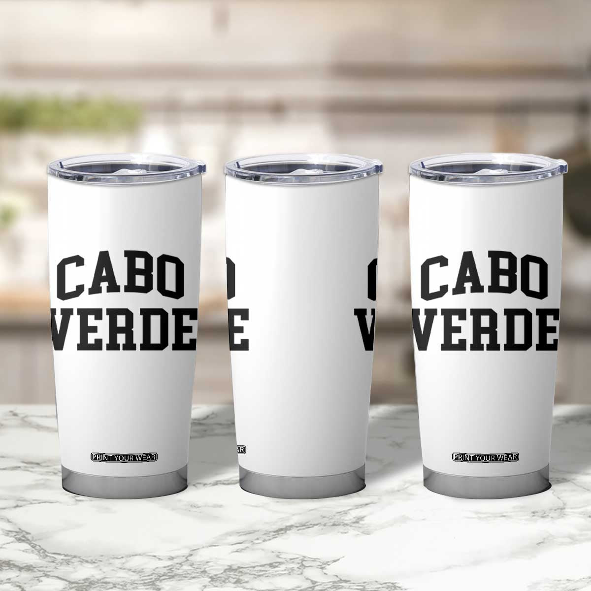Cabo Verde Returns Home National Pride Varsity Style Tumbler Cup Cape Verde Minimalist Text Graphic TS02 Print Your Wear