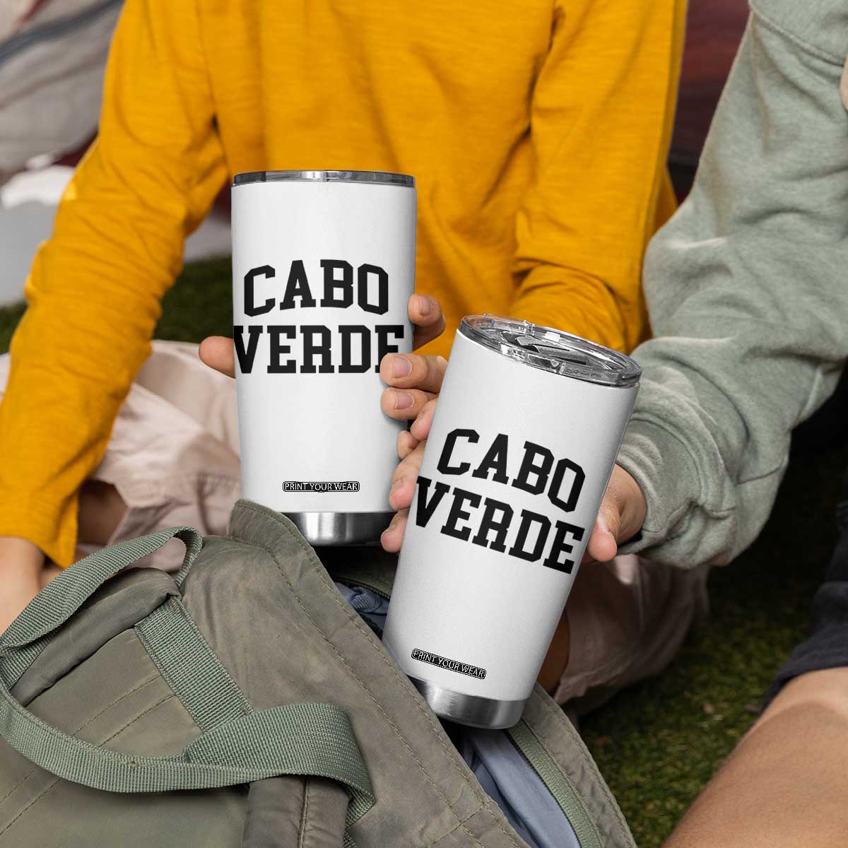 Cabo Verde Returns Home National Pride Varsity Style Tumbler Cup Cape Verde Minimalist Text Graphic TS02 Print Your Wear