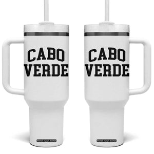 Cabo Verde Returns Home National Pride Varsity Style Tumbler With Handle Cape Verde Minimalist Text Graphic TS02 One Size: 40 oz White Print Your Wear