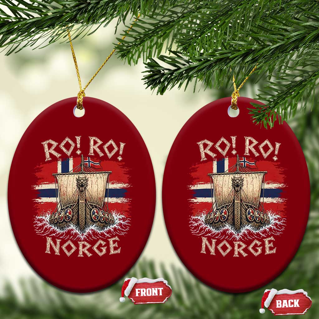 Retro Norge Viking Longship Ro Ro Ceramic Ornament Patriotic Norge Norwegian Flag Funny Rowing Support TS02 Print Your Wear