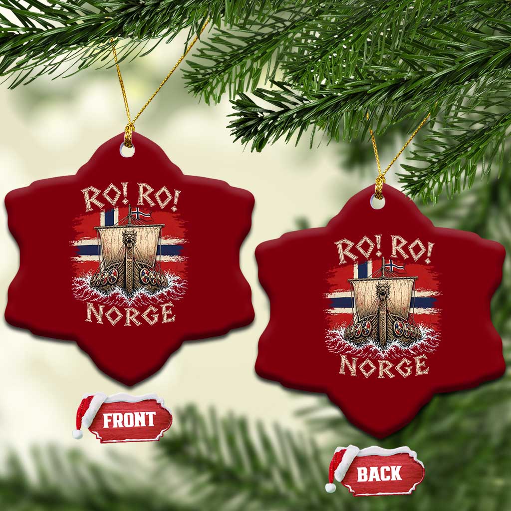 Retro Norge Viking Longship Ro Ro Ceramic Ornament Patriotic Norge Norwegian Flag Funny Rowing Support TS02 Print Your Wear