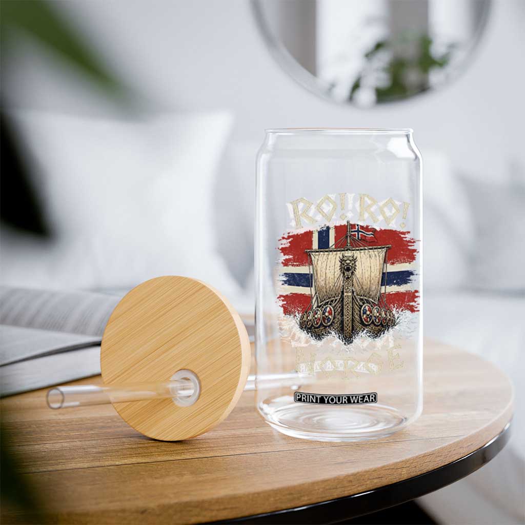 Retro Norge Viking Longship Ro Ro Glass Can Patriotic Norge Norwegian Flag Funny Rowing Support TS02 Print Your Wear