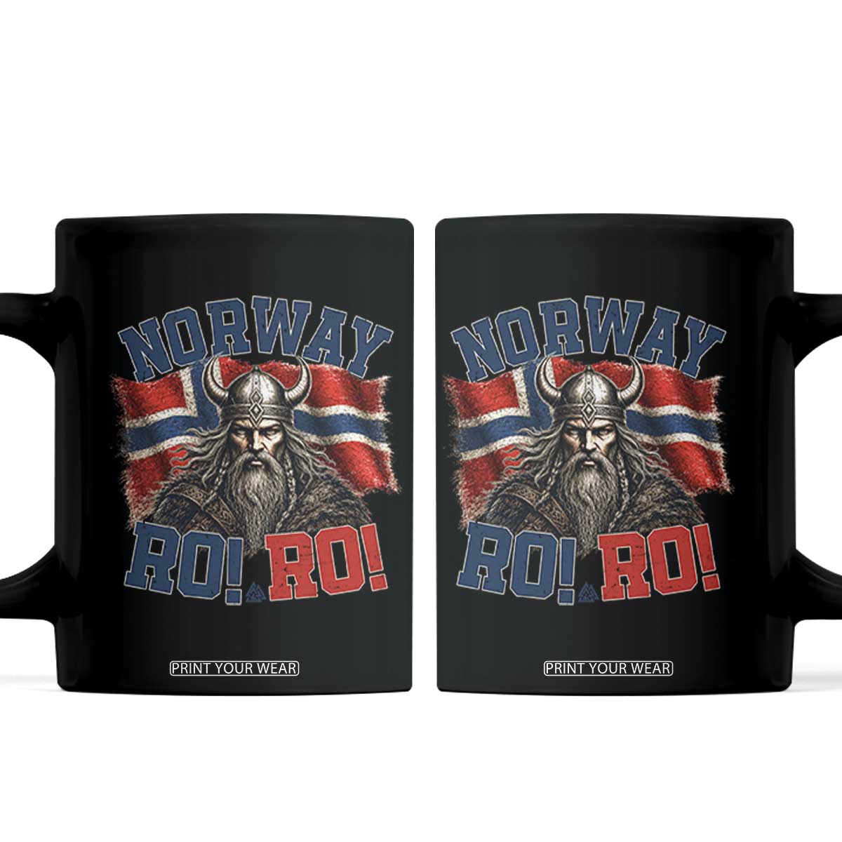 Fierce Norway Viking Warrior Ro Ro Coffee Mug Patriotic Norge Norwegian Flag Funny Rowing Support TS02 Black Print Your Wear