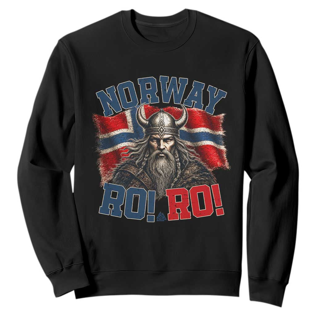 Fierce Norway Viking Warrior Ro Ro Sweatshirt Patriotic Norge Norwegian Flag Funny Rowing Support TS02 Black Print Your Wear