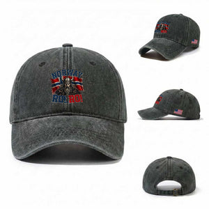 Fierce Norway Viking Warrior Ro Ro Washed Cotton Baseball Cap Patriotic Norge Norwegian Flag Funny Rowing Support TS02 Washed Cap Universal Fit Dark Green Print Your Wear