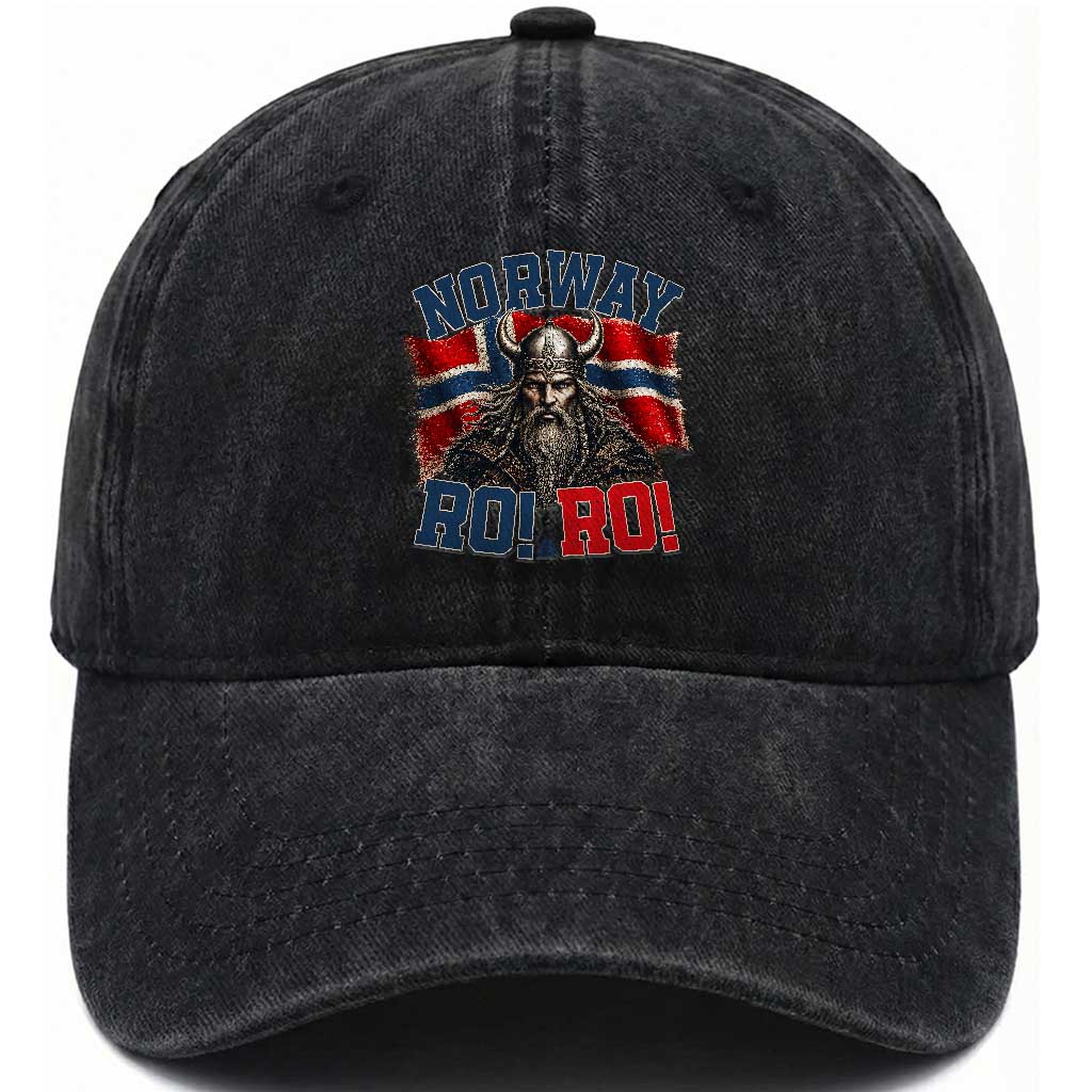 Fierce Norway Viking Warrior Ro Ro Washed Cotton Baseball Cap Patriotic Norge Norwegian Flag Funny Rowing Support TS02 Print Your Wear