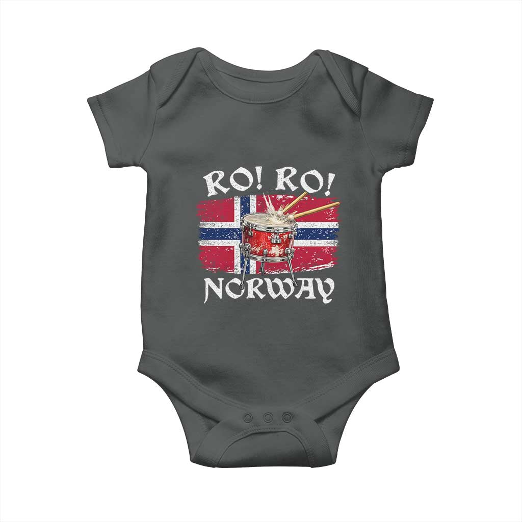 Funny Norway Drummer Ro Ro Baby Onesie Patriotic Norge Norwegian Flag Rowing Support TS02 Dark Heather Print Your Wear