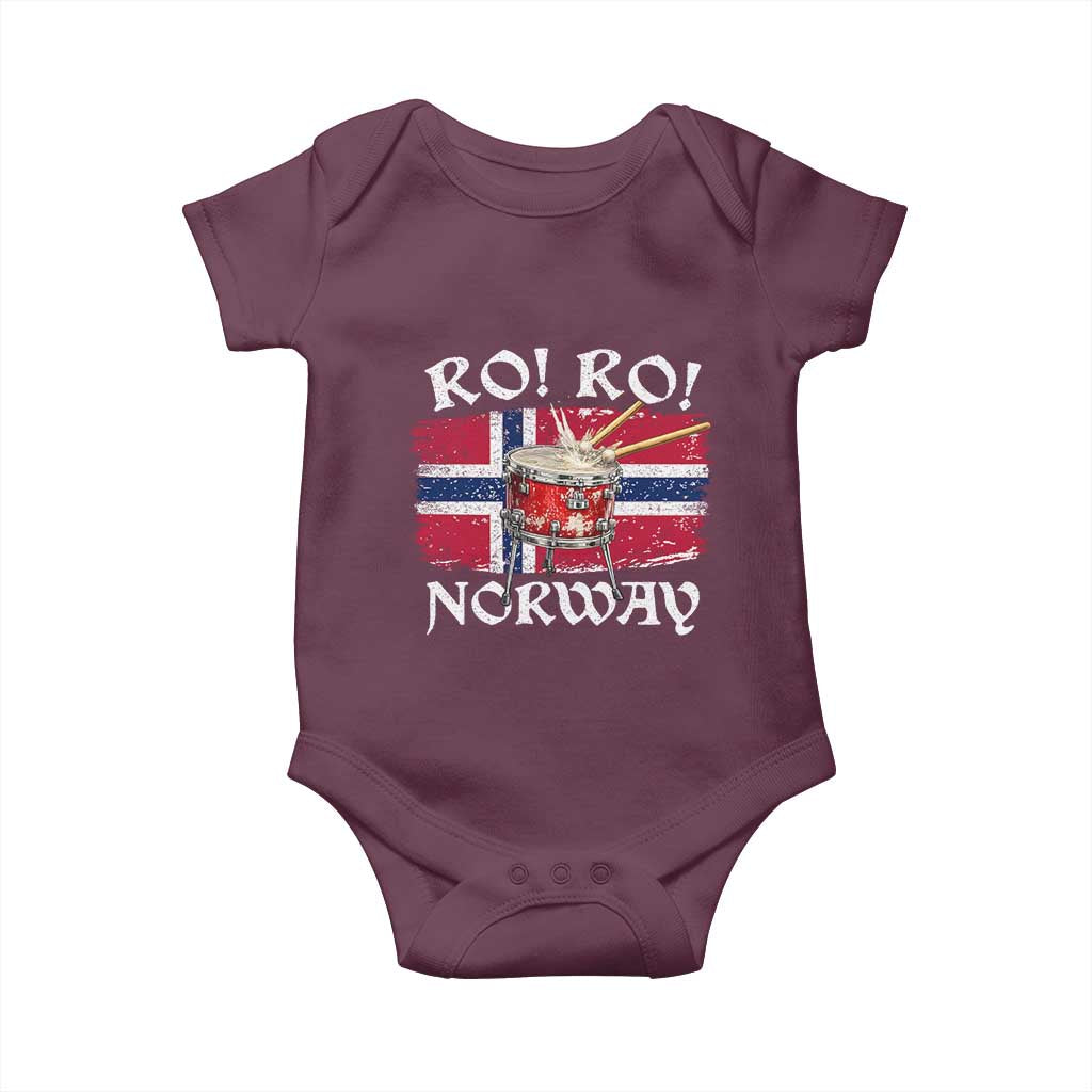 Funny Norway Drummer Ro Ro Baby Onesie Patriotic Norge Norwegian Flag Rowing Support TS02 Maroon Print Your Wear