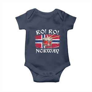 Funny Norway Drummer Ro Ro Baby Onesie Patriotic Norge Norwegian Flag Rowing Support TS02 Navy Print Your Wear