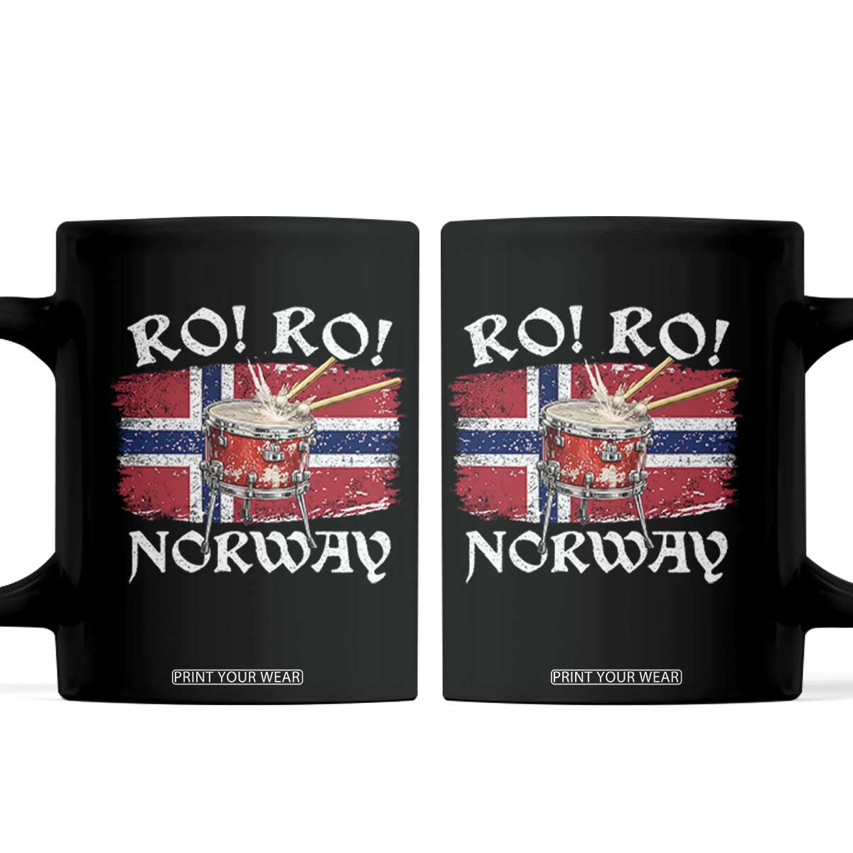 Funny Norway Drummer Ro Ro Coffee Mug Patriotic Norge Norwegian Flag Rowing Support TS02 Black Print Your Wear