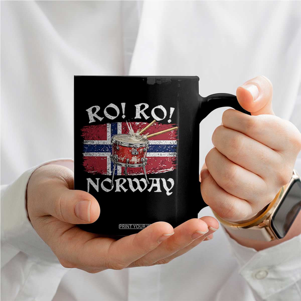 Funny Norway Drummer Ro Ro Coffee Mug Patriotic Norge Norwegian Flag Rowing Support TS02 Print Your Wear