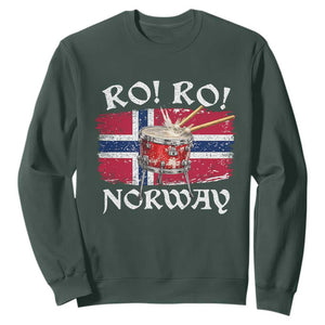 Funny Norway Drummer Ro Ro Sweatshirt Patriotic Norge Norwegian Flag Rowing Support TS02 Dark Forest Green Print Your Wear