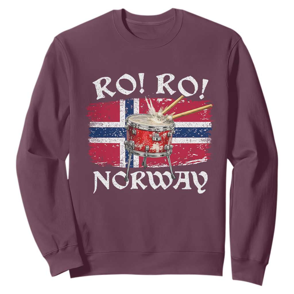 Funny Norway Drummer Ro Ro Sweatshirt Patriotic Norge Norwegian Flag Rowing Support TS02 Maroon Print Your Wear