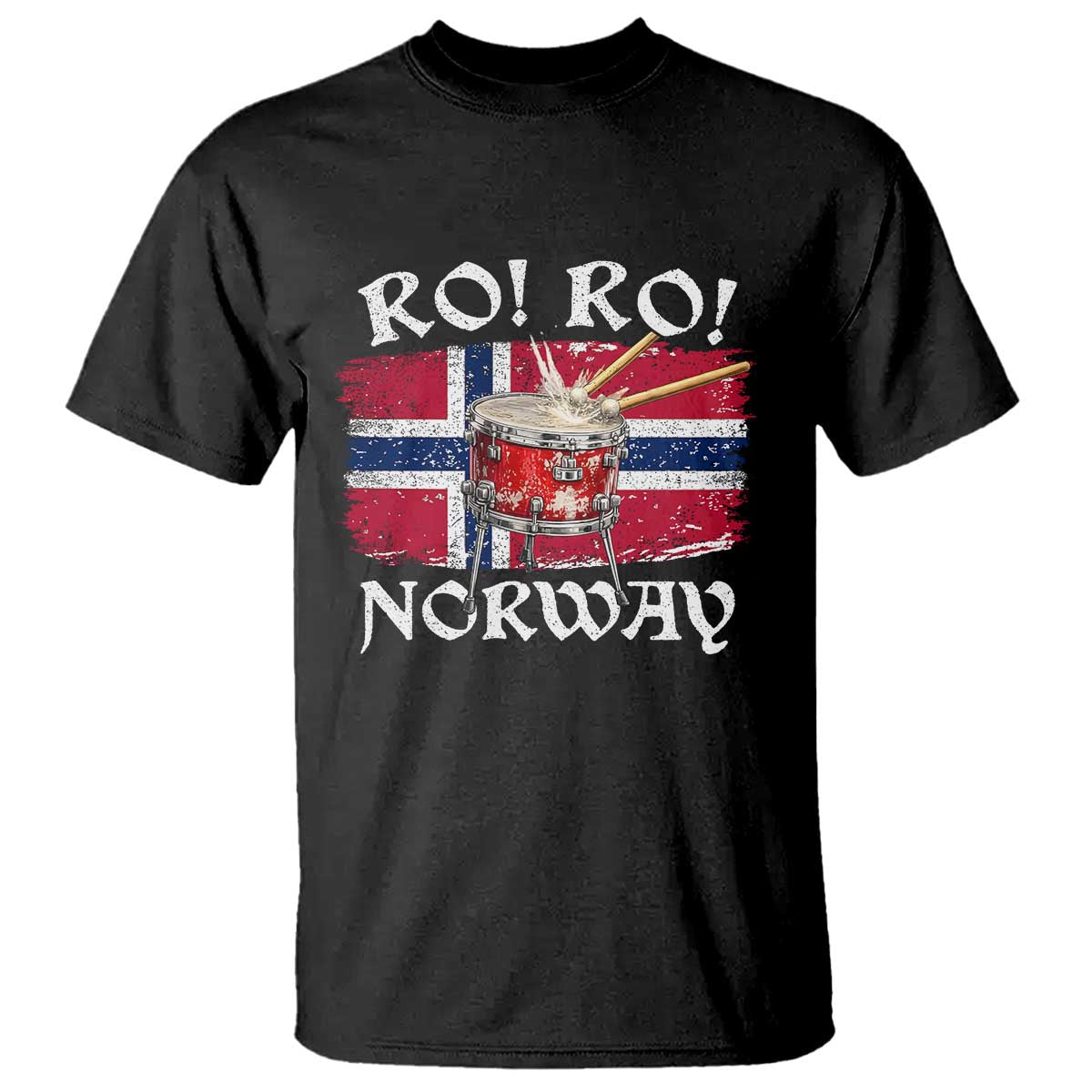Funny Norway Drummer Ro Ro T Shirt Patriotic Norge Norwegian Flag Rowing Support TS02 Black Print Your Wear