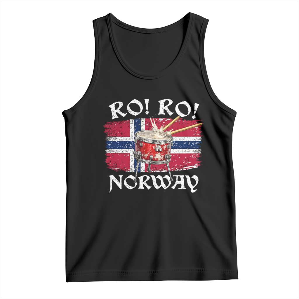 Funny Norway Drummer Ro Ro Tank Top Patriotic Norge Norwegian Flag Rowing Support TS02 Black Print Your Wear