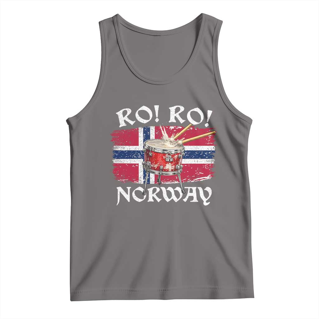 Funny Norway Drummer Ro Ro Tank Top Patriotic Norge Norwegian Flag Rowing Support TS02 Deep Heather Print Your Wear